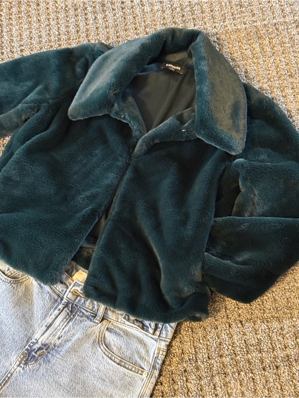 Express Plush Teal Teddy Jacket